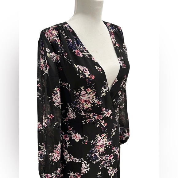 Dynamite Long Sleeve Black Floral Maxi Dress - Picture 4 of 14